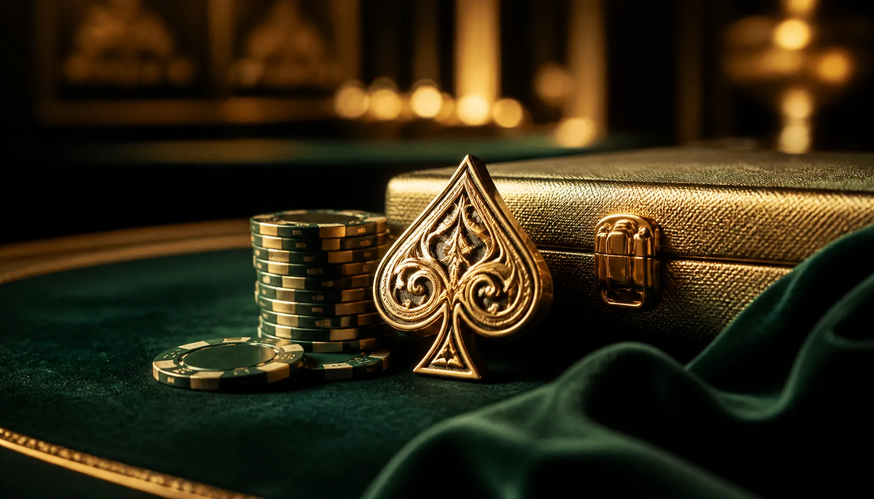 Cinematic close-up of ornate golden labyrinth maze detail with dramatic warm torchlight and mythic luxury atmosphere